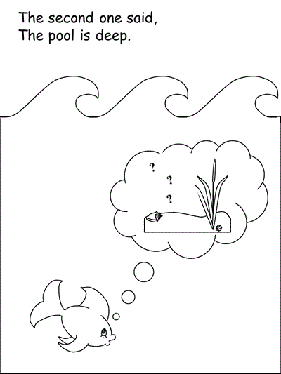 print practice worksheet - Five Little Fish with words, verse 2 coloring page