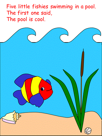 Five Little Fish with words, verse 1