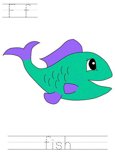 Learn to Print worksheet - Ff fish