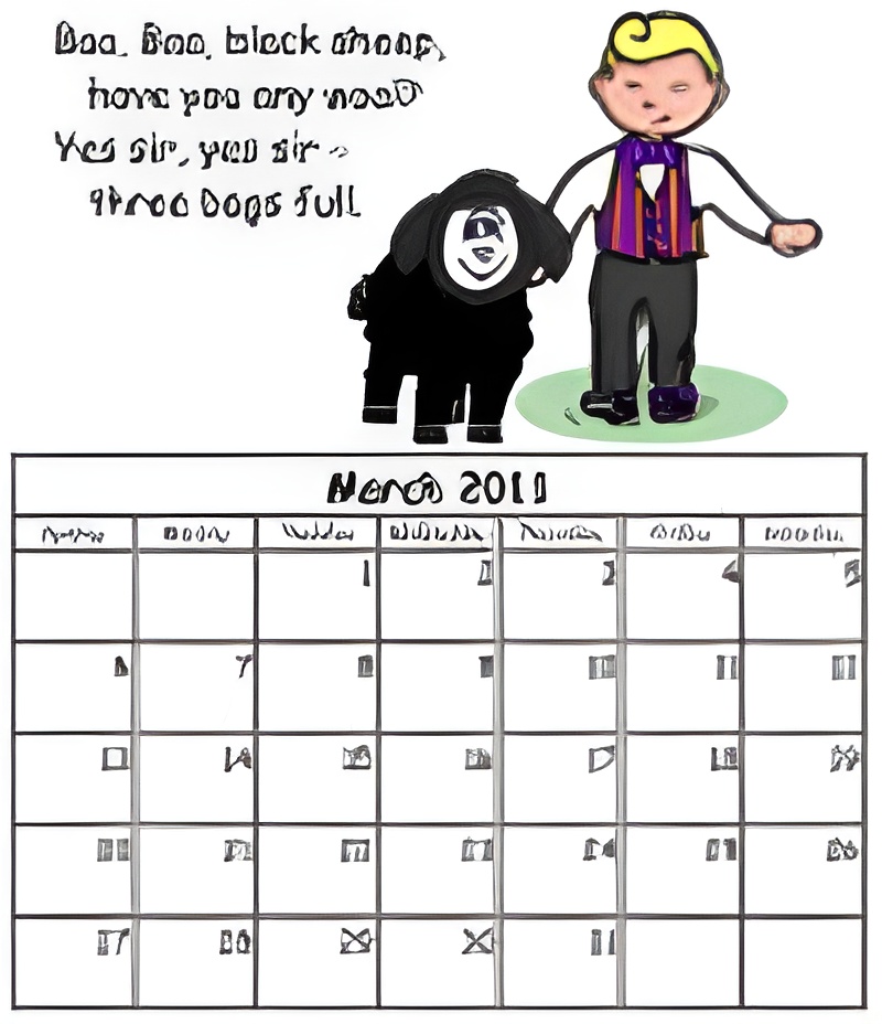 Baa Baa Black Sheep Custom Calendar