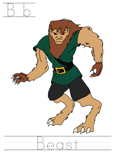 Printable print practice worksheet - Bb Beast