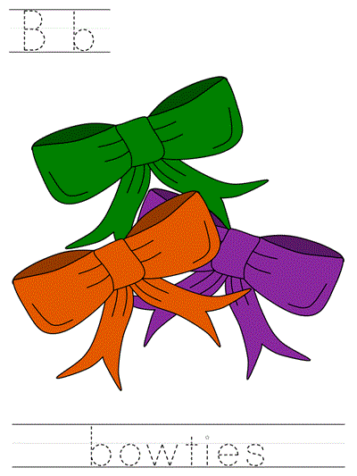 Printable print practice worksheet - Bb bowties