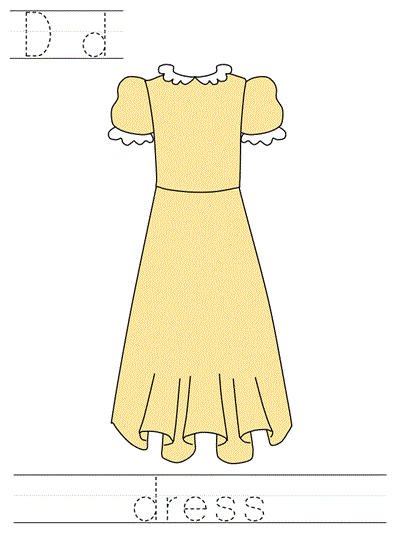 Printable print practice worksheet - Dd dress