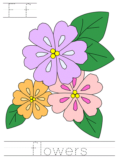 Printable print practice worksheet - Ff flowers