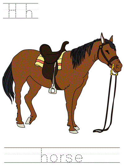 Printable print practice worksheet - Hh horse