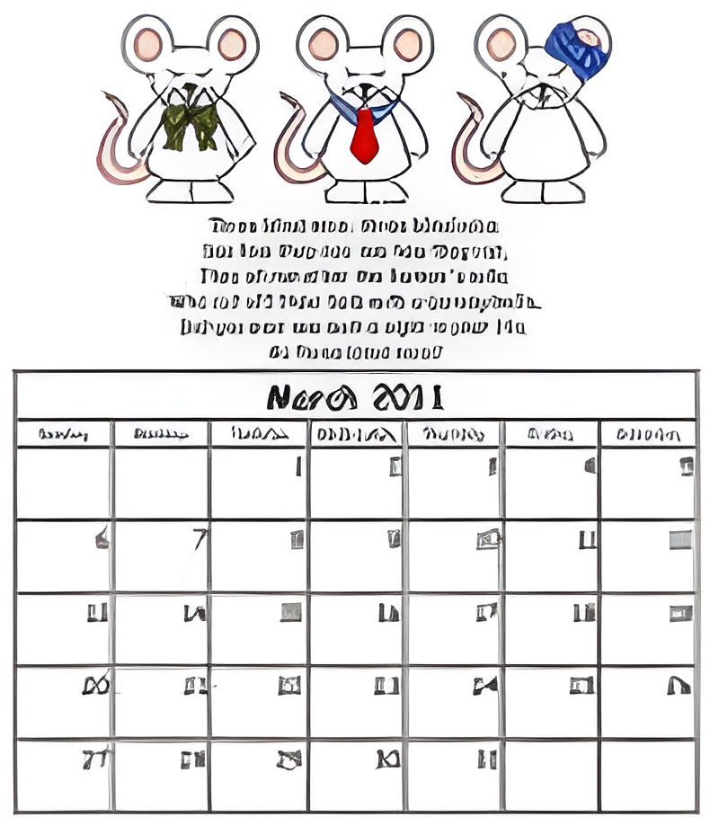 Three Blind Mice Custom Calendar