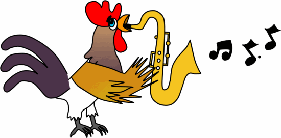 Bremen Town Musicians: saxaphone playing rooster