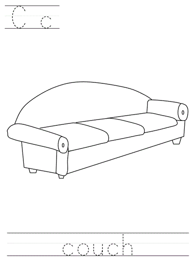 Printable print practice coloring page - Cc couch