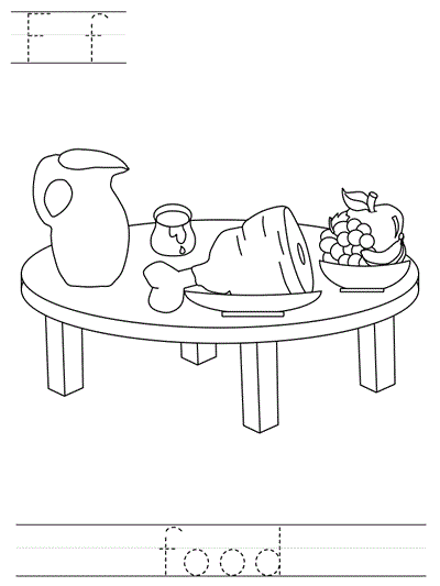 Printable print practice coloring page - Ff food