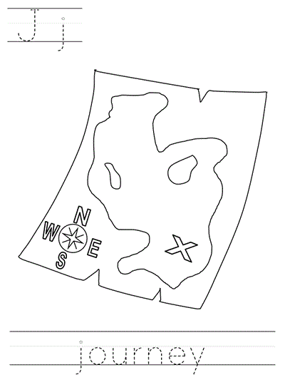Printable print practice coloring page - Jj journey