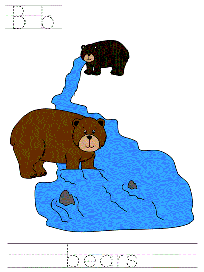 Printable print practice worksheet - Bb bears