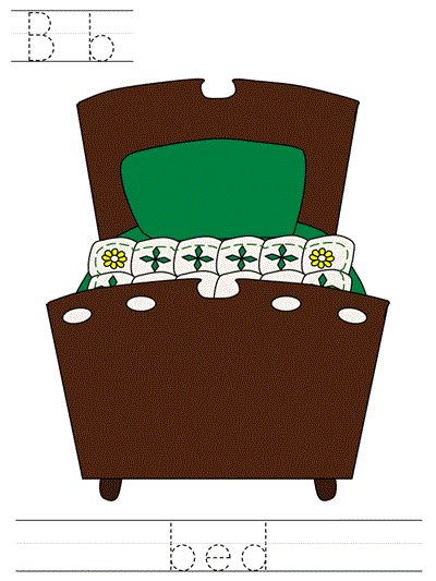 Printable print practice worksheet - Bb bed