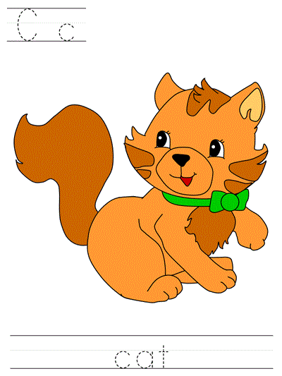 Printable print practice worksheet - Cc cat