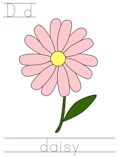 Printable print practice worksheet - Dd daisy