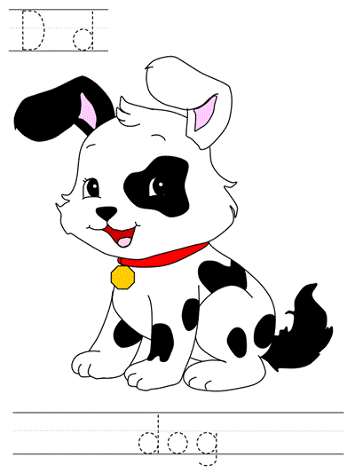 Printable print practice worksheet - Dd dog