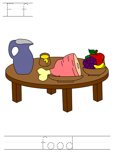 Printable print practice worksheet - Ff food