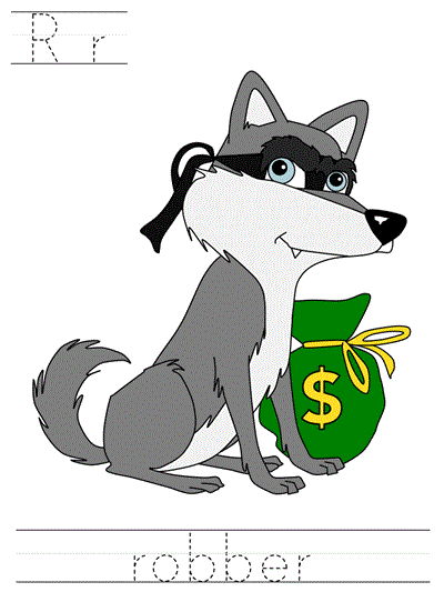 Printable print practice worksheet - Rr robber