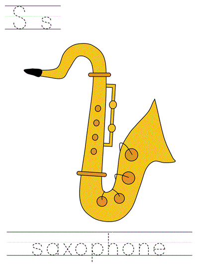 Printable print practice worksheet - Ss saxaphone