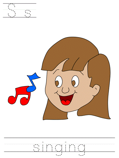 Printable print practice worksheet - Ss singing