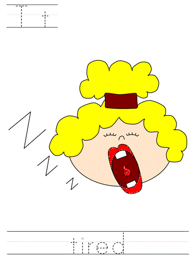 Printable print practice worksheet - Tt tired