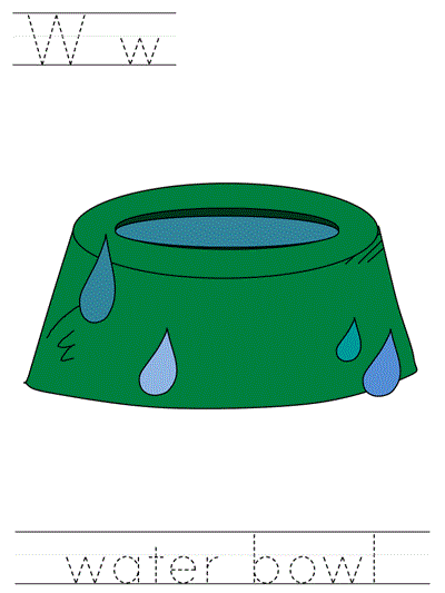 Printable print practice worksheet - Ww water bowl