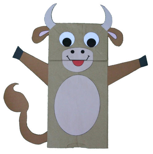 photo of the finished cow paper bag craft