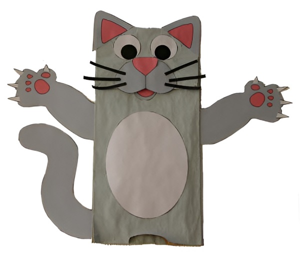 photo of the finished cat paper bag craft