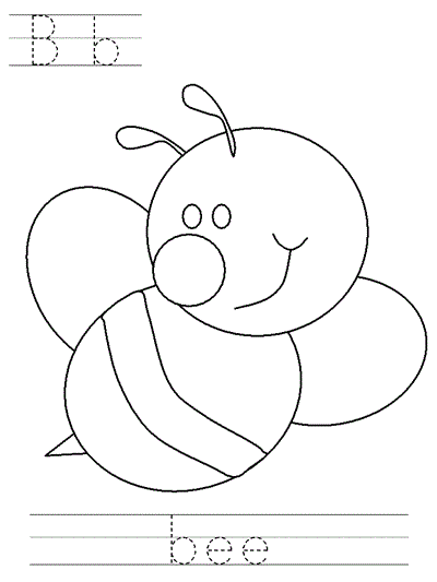 Learn to Print coloring page - Bb bee