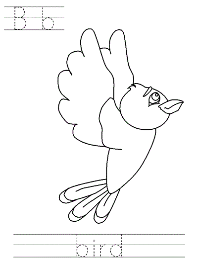 Learn to Print coloring page - Bb bird