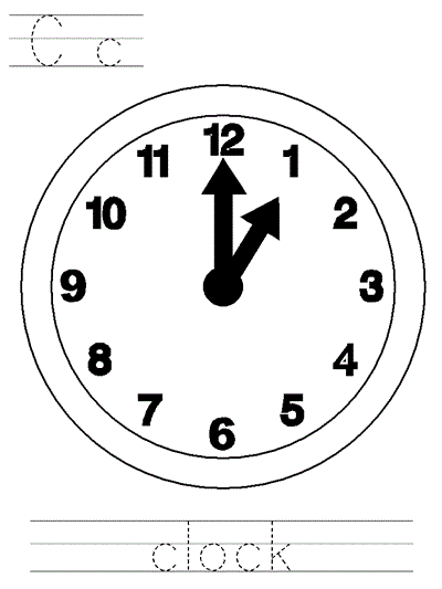 Learn to Print coloring page - Cc clock