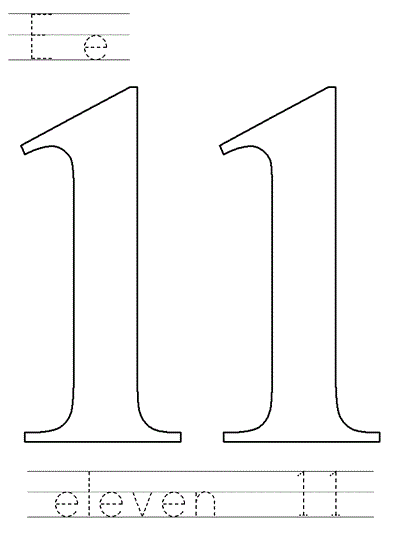 Learn to Print coloring page - eleven