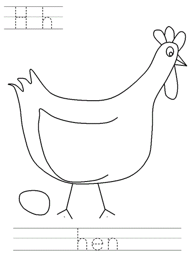 Learn to Print coloring page - Hh hen