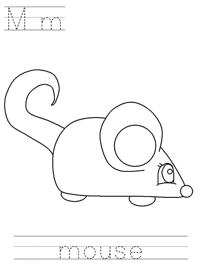 Learn to Print coloring page - Mm mouse