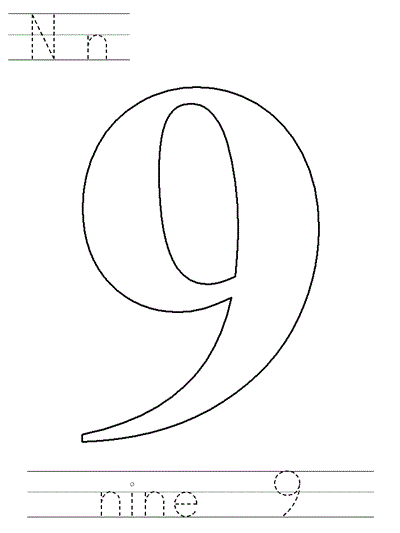 Learn to Print coloring page - nine