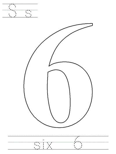 Learn to Print coloring page - six