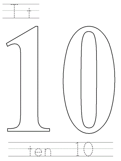 Learn to Print coloring page - ten