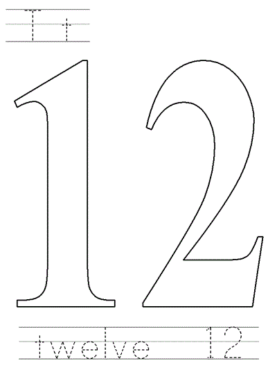 Learn to Print coloring page - twelve