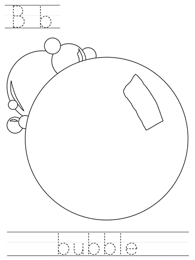 Printable print practice coloring page - Bb bubble