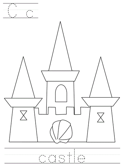 Printable print practice coloring page - Cc castle