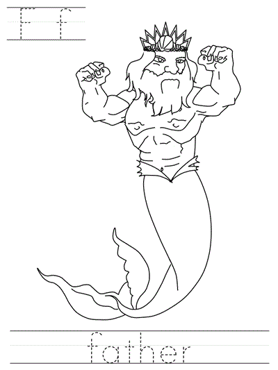 Printable print practice coloring page - Ff father