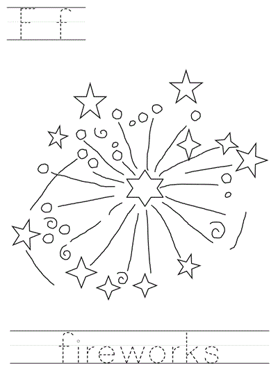 Printable print practice coloring page - Ff fireworks