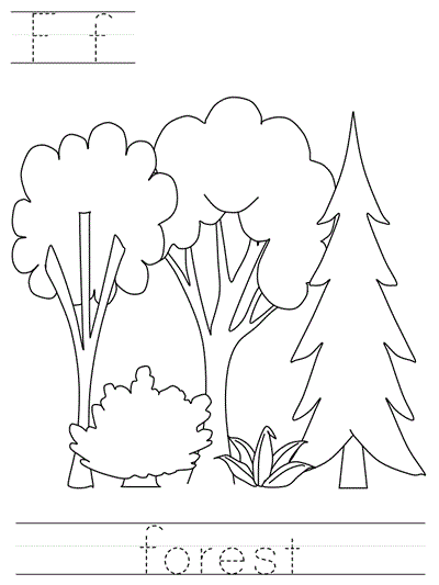 Printable print practice coloring page - Ff forest
