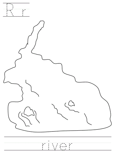Printable print practice coloring page - Rr river