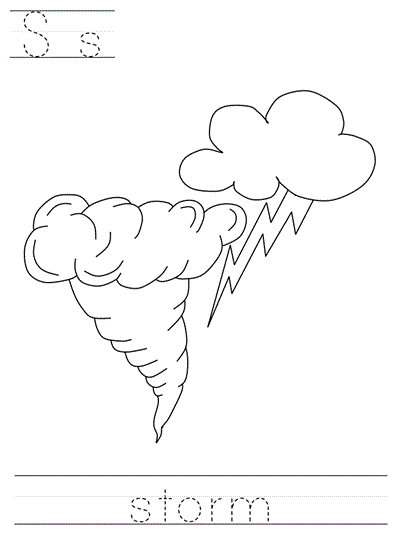 Printable print practice coloring page - Ss storm