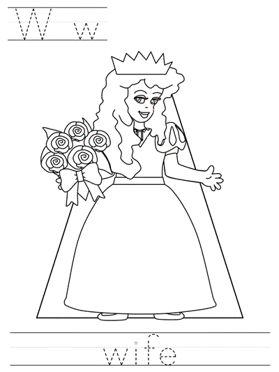 Printable print practice coloring page - Ww wife