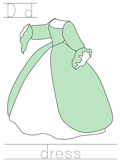 Printable print practice worksheet - Dd dress