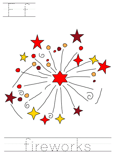 Printable print practice worksheet - Ff fireworks