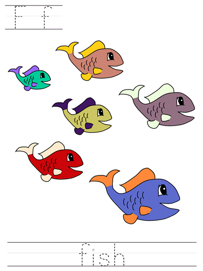 Printable print practice worksheet - Ff fish