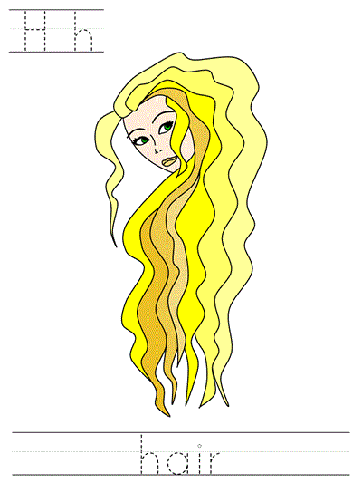 Printable print practice worksheet - Hh hair