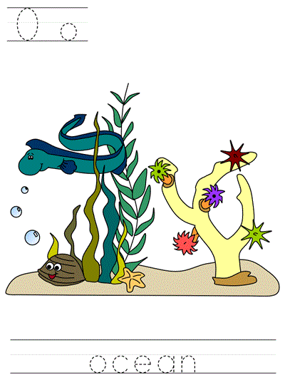 Printable print practice worksheet - Oo ocean